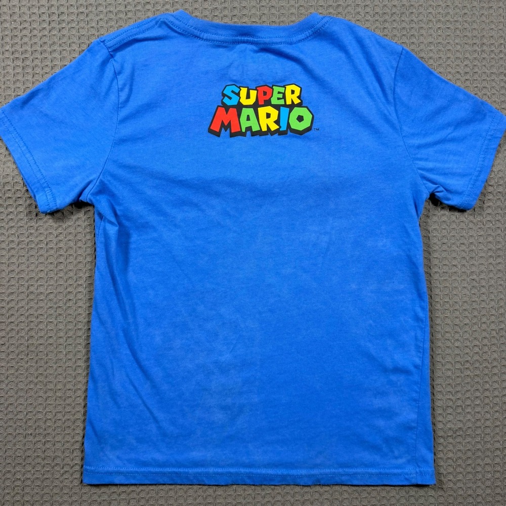 Nintendo Super Mario Bros Kids Blue Graphic T-Shirt Mario Luigi Yoshi Toad M - Picture 2 of 5